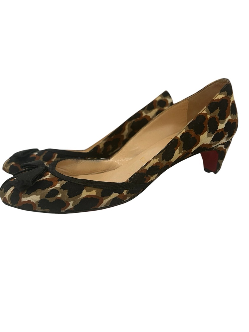 Christian Louboutin Leopard Camo Print Kitten Heel Shoes